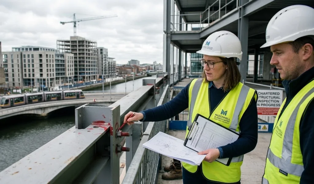 Chartered structural engineer carrying out a site inspection in Ireland