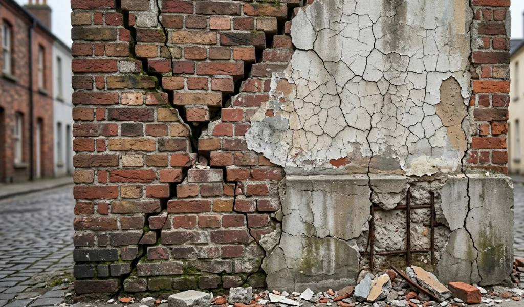 Structural subsidence cracks in house foundations, a sign requiring a Chartered Structural Engineer