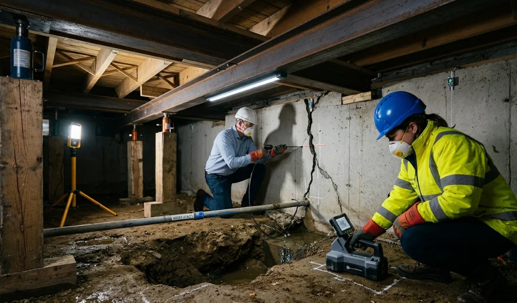 Subsidence investigation and foundation survey being carried out on an Irish property